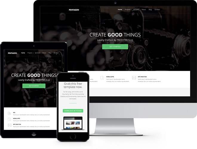 Pentagon Free HTML5 Bootstrap Template, Multi-purpose Template