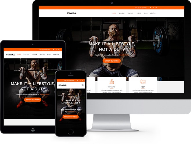 Stamina Free HTML5 Bootstrap Template for Fitness Websites