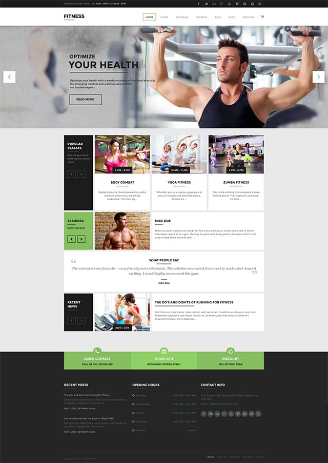 Fitness - Gym WordPress Theme