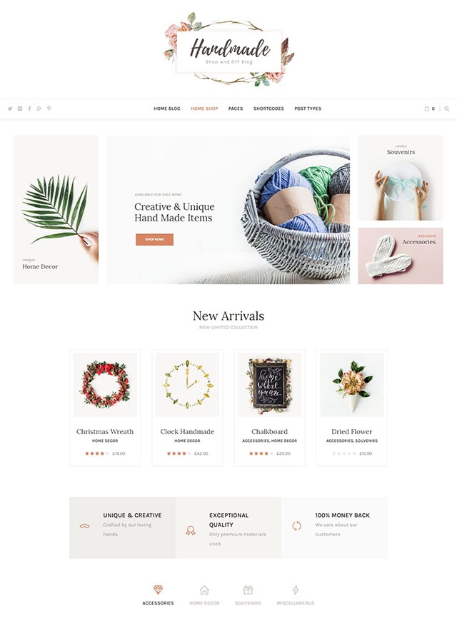 Handmade Shop - Handicraft Blog & Creative Shop WordPress Theme