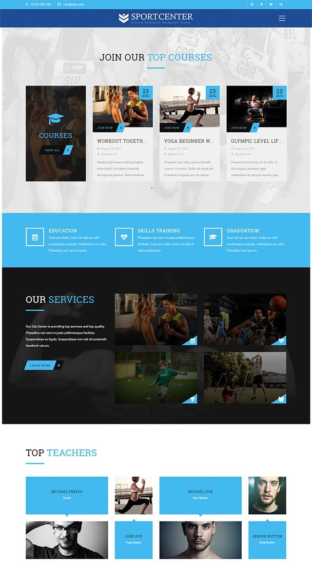 Sport Center – Multipurpose Events & Education WordPress Theme Sport Center – Multipurpose Events & Education WordPress Theme