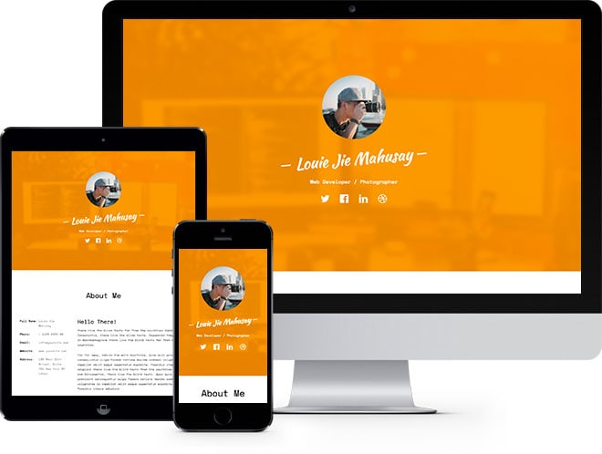 Profile Free Html5 Bootstrap Template For Personal And Vcard Resume Websites