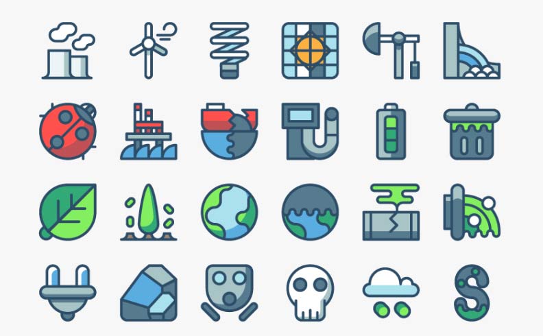 Pollution & Energy Icons Pollution & Energy Icons
