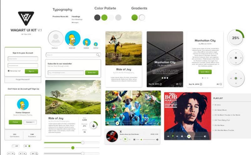 Waqart UI Kit PSD Waqart UI Kit PSD