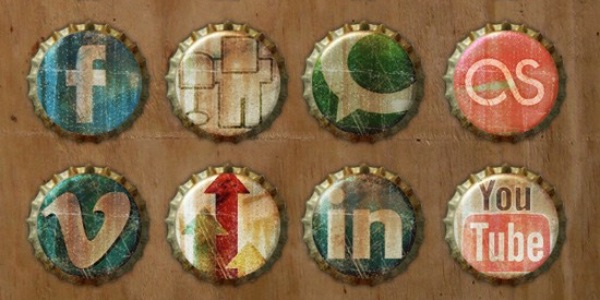 Old Bottle Crowns Icon Set Old Bottle Crowns Icon Set