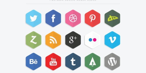 Polygon Social Media Icons Polygon Social Media Icons