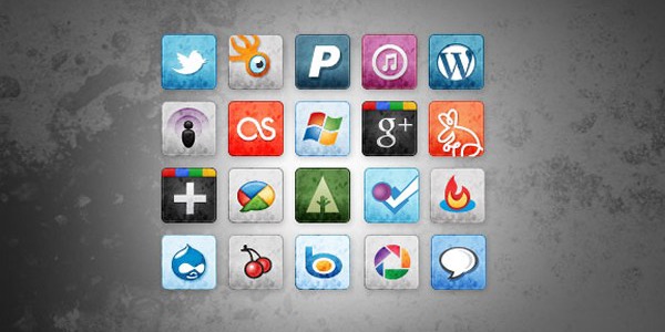 Stained and Faded Social Media Icons Vol. 2