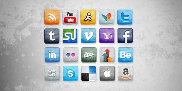 Stained and Faded Social Media Icons