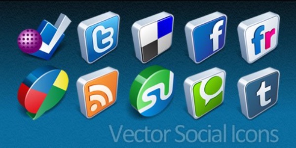 Vector 3D Social Icons