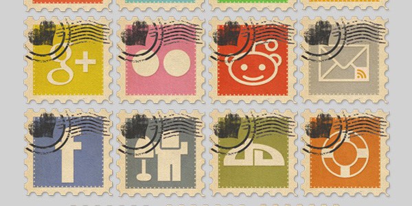 Vintage Social Media Stamps